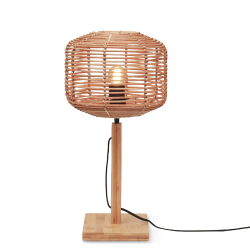 Good&Mojo Tafellamp Tanami bamboe nat. h.40cm/kap dia.25xh.20cm rotan. nat.